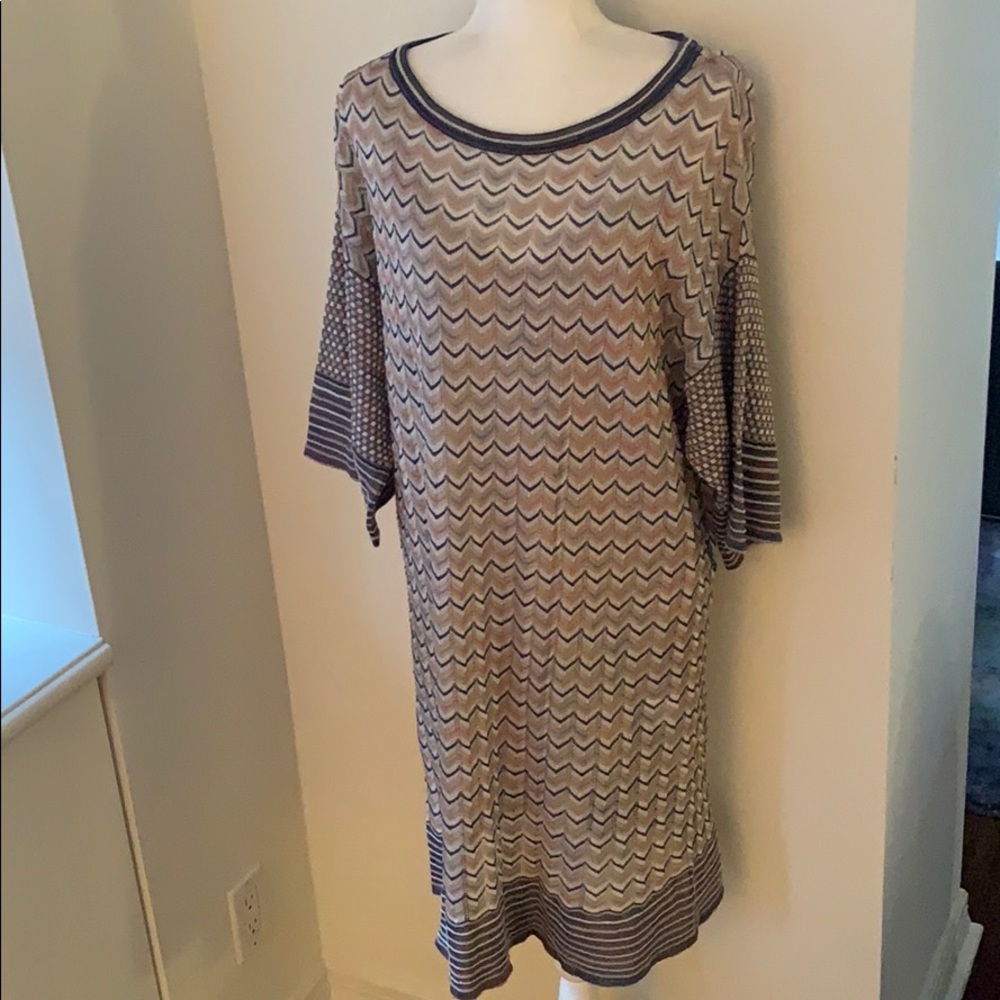 Missoni tan printed knit dress, built in slip